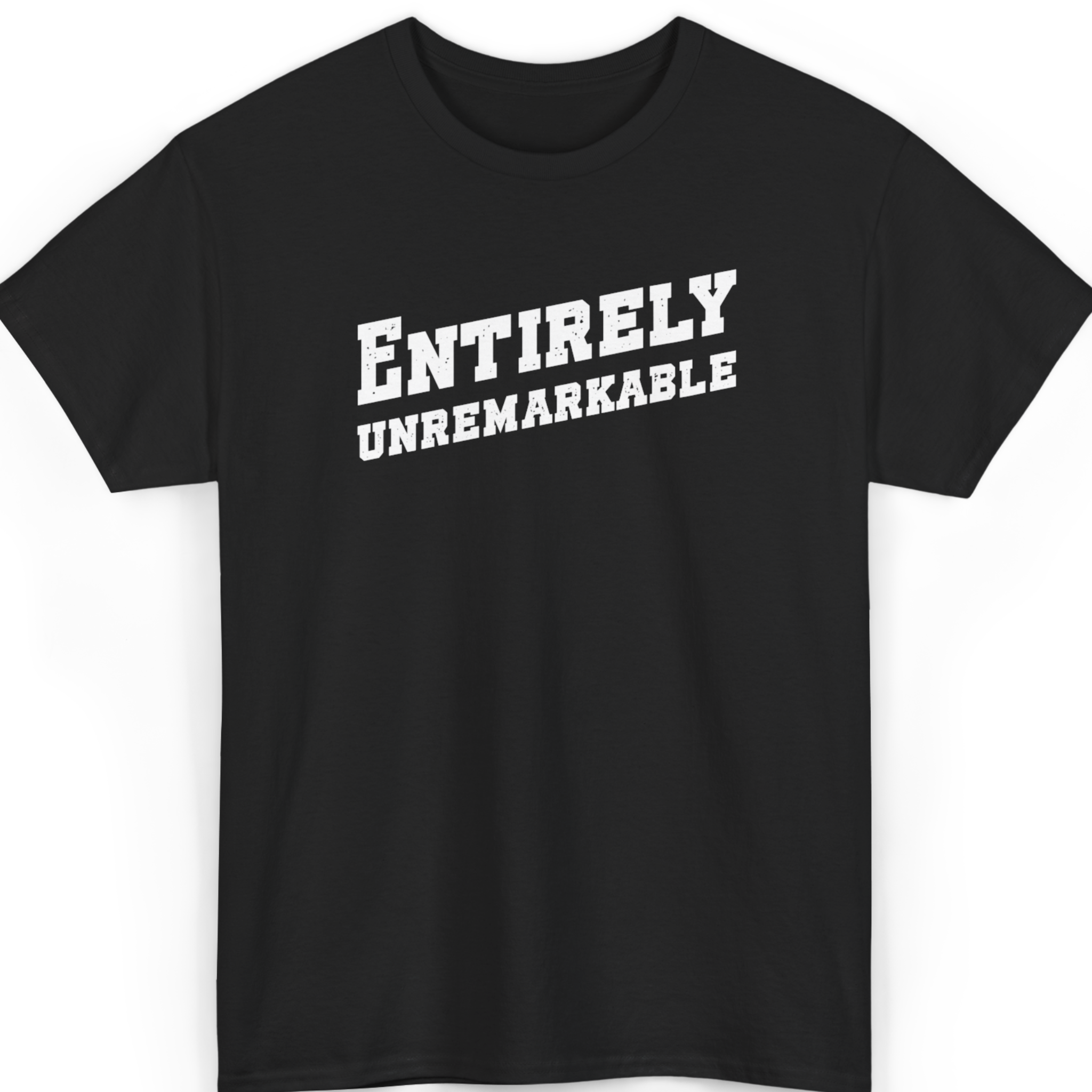 Mayhem Haus Entirely Unremarkable T-Shirt in black with white text