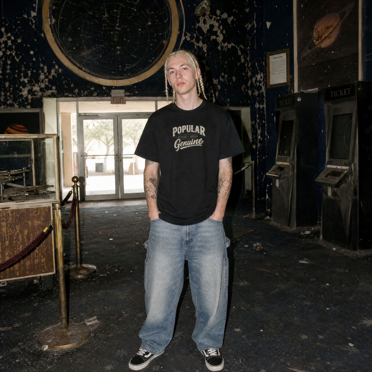 Mayhem Haus Popular Doesn’t Mean Genuine T-Shirt in black with a graphic print